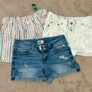 SO Kids Striped, White, and Blue Shorts Trio